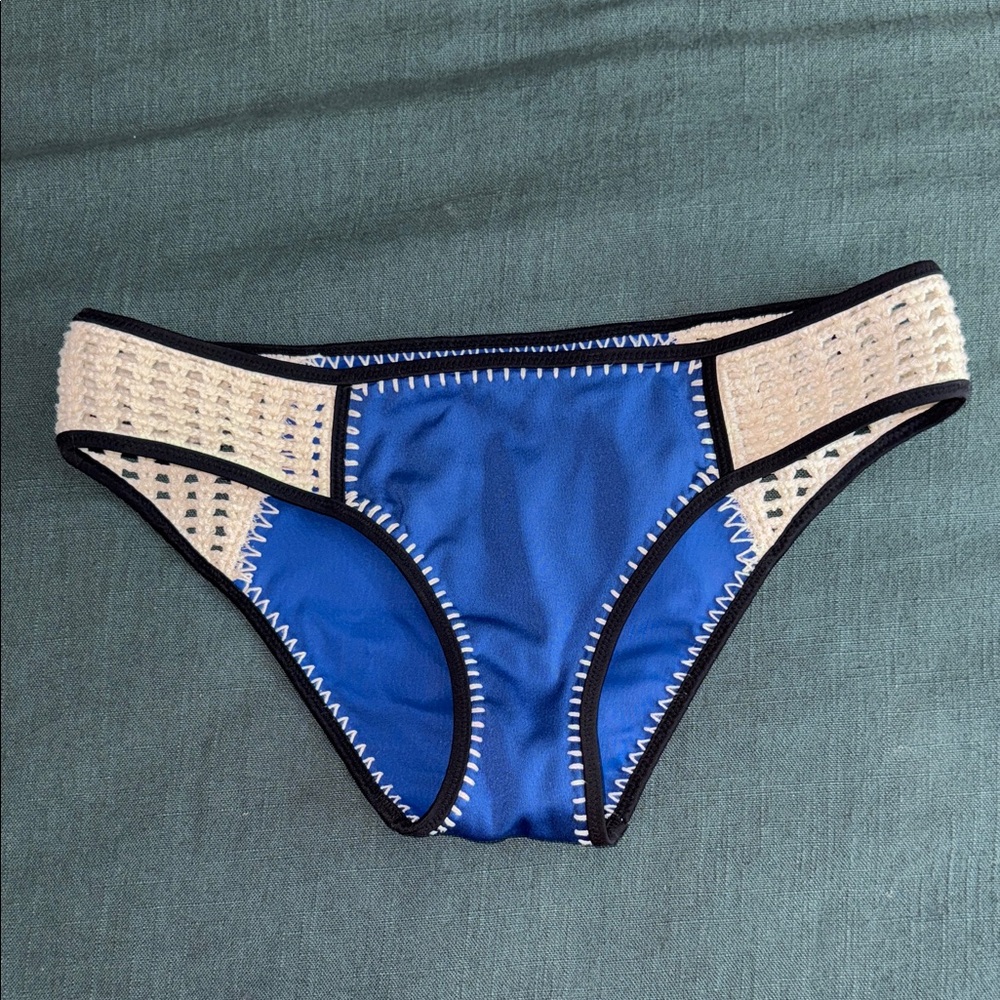 Victoria's Secret Royal Blue Bikini Bottoms with Cream Stitching